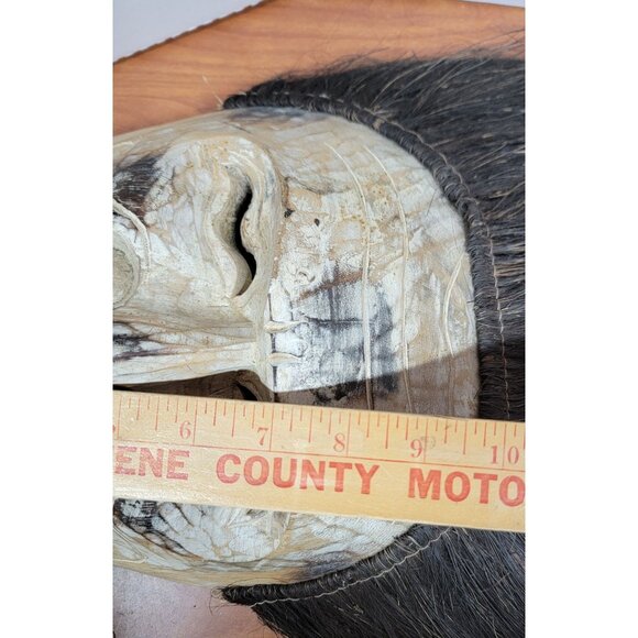 Bali Wood Mask Handmade Carving With Crazy Hair & Big Grin Wall Hanging - Picture 16 of 16